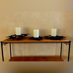 Longaberger Fall Foliage Maple Leaf Wrought Iron Candle Holder/Trivets Set of 3